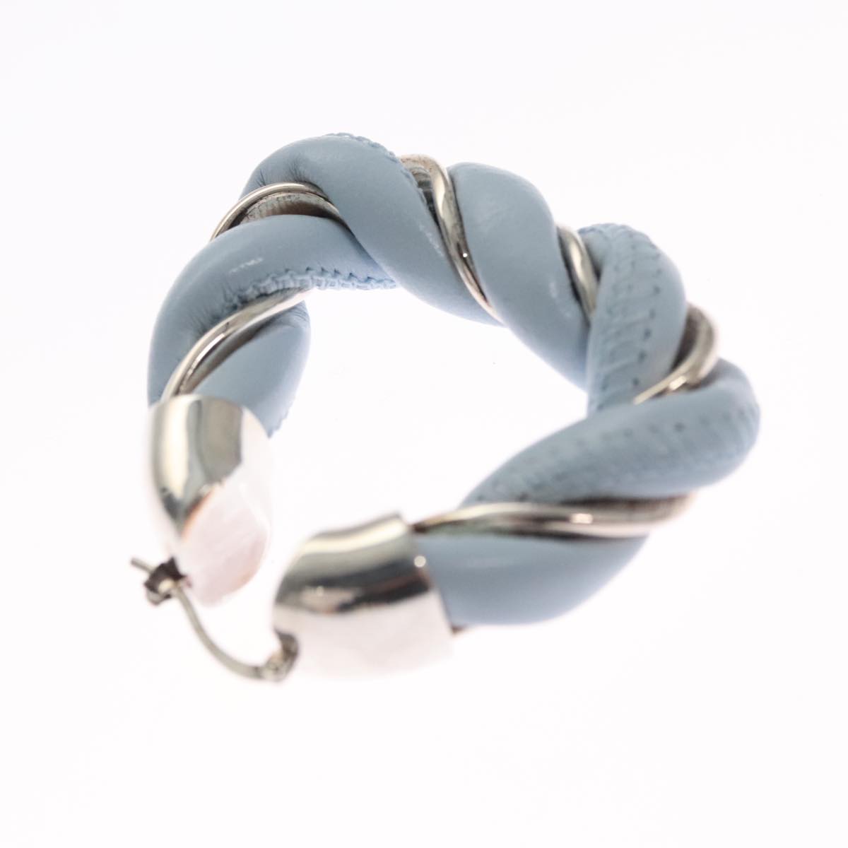Bottega Veneta The Twist Blue Leather Earring Jewelry (Pre-Owned)