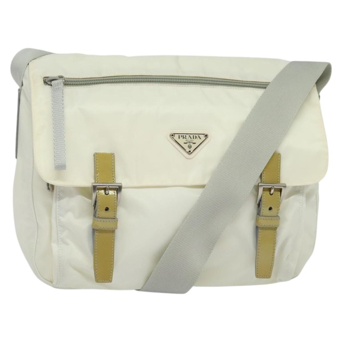 Prada Re-Nylon Ecru Synthetic Shoulder Bag (Pre-Owned)
