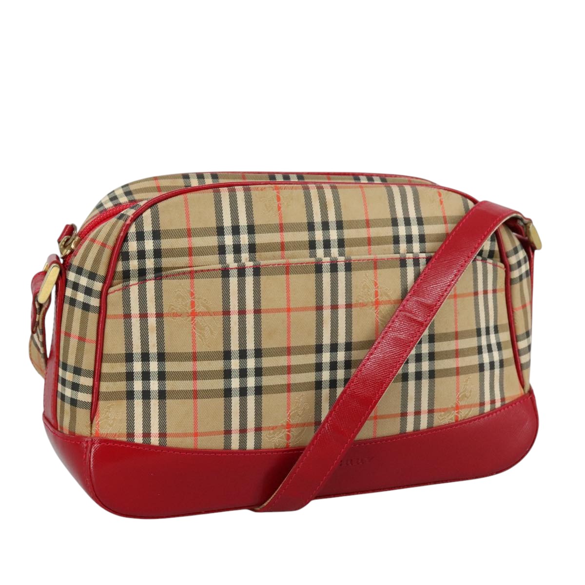 Burberry Nova Check Beige Canvas Shoulder Bag (Pre-Owned)