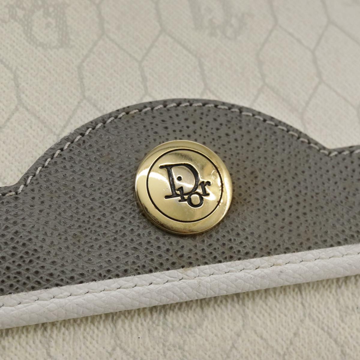 Dior Honeycomb White Canvas Shoulder Bag (Pre-Owned)