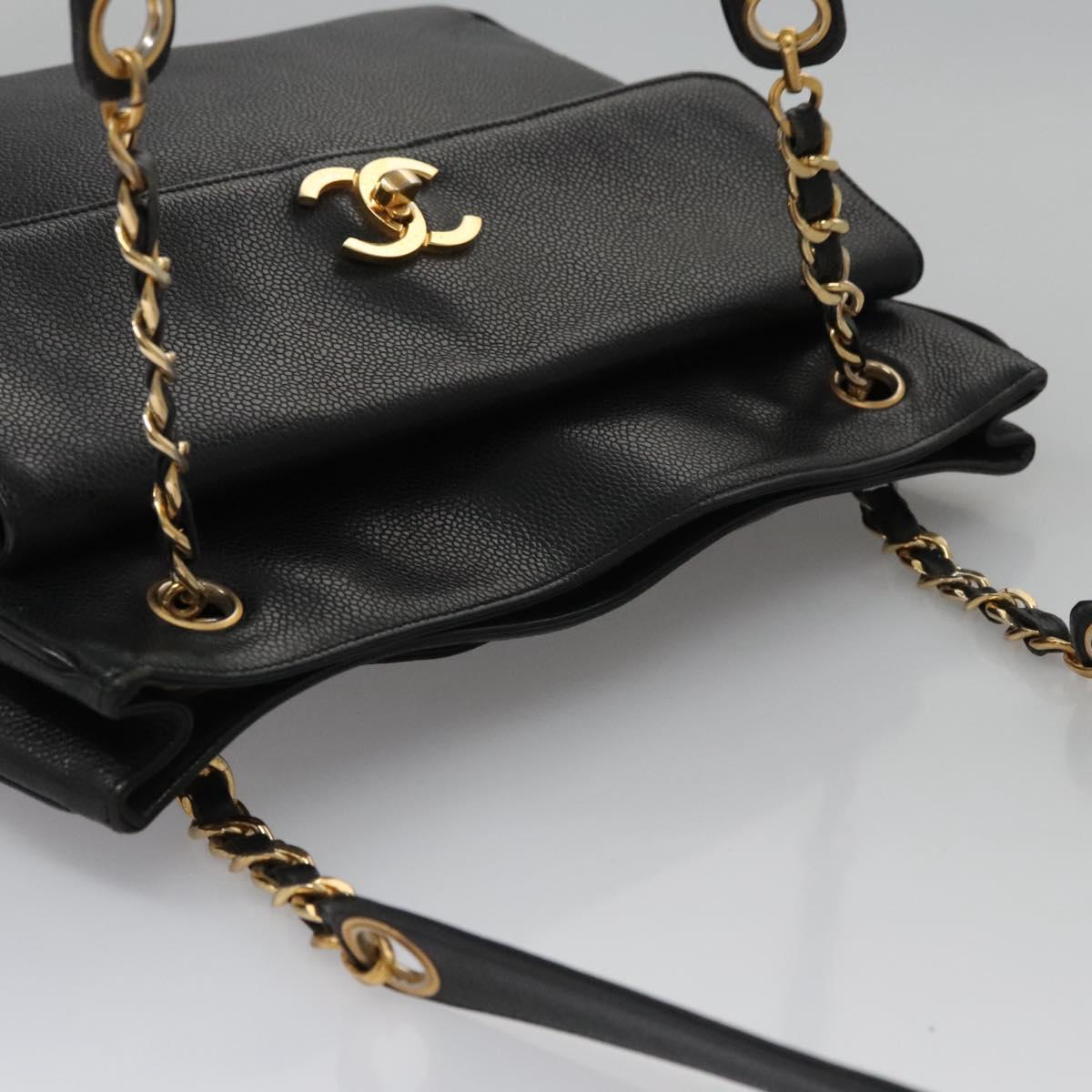 Chanel Cc Totebag Black Leather Tote Bag (Pre-Owned)