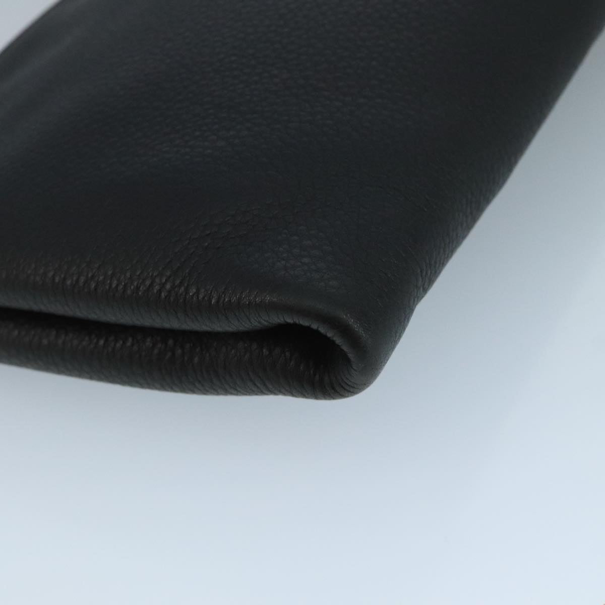 Prada Triangle Logo Black Leather Clutch Bag (Pre-Owned)