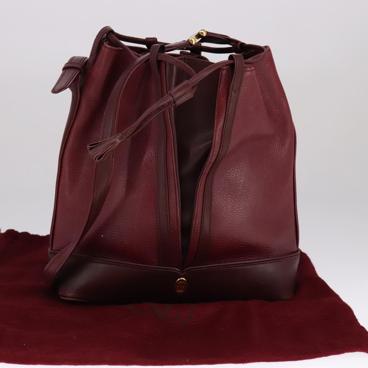 Cartier Must De Cartier Burgundy Leather Shoulder Bag (Pre-Owned)