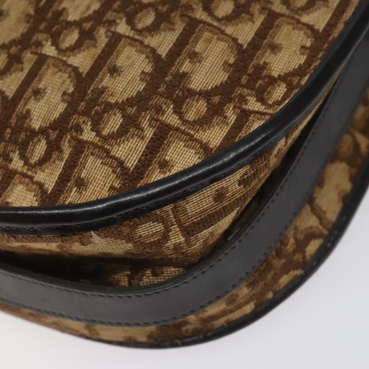Dior Trotter Brown Canvas Shoulder Bag (Pre-Owned)