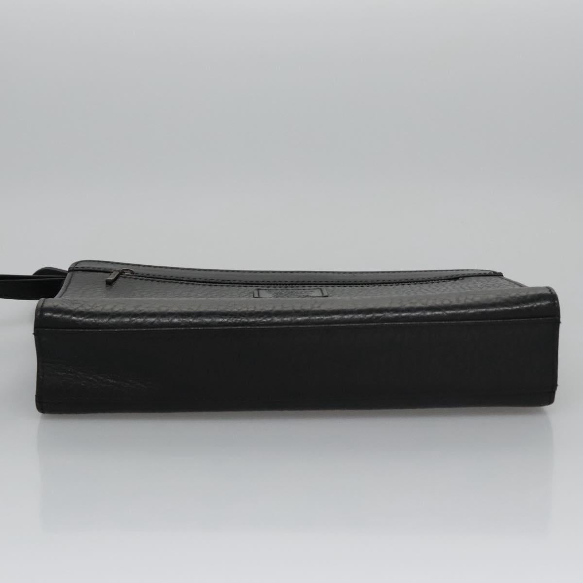 Burberry Check Link Black Leather Clutch Bag (Pre-Owned)