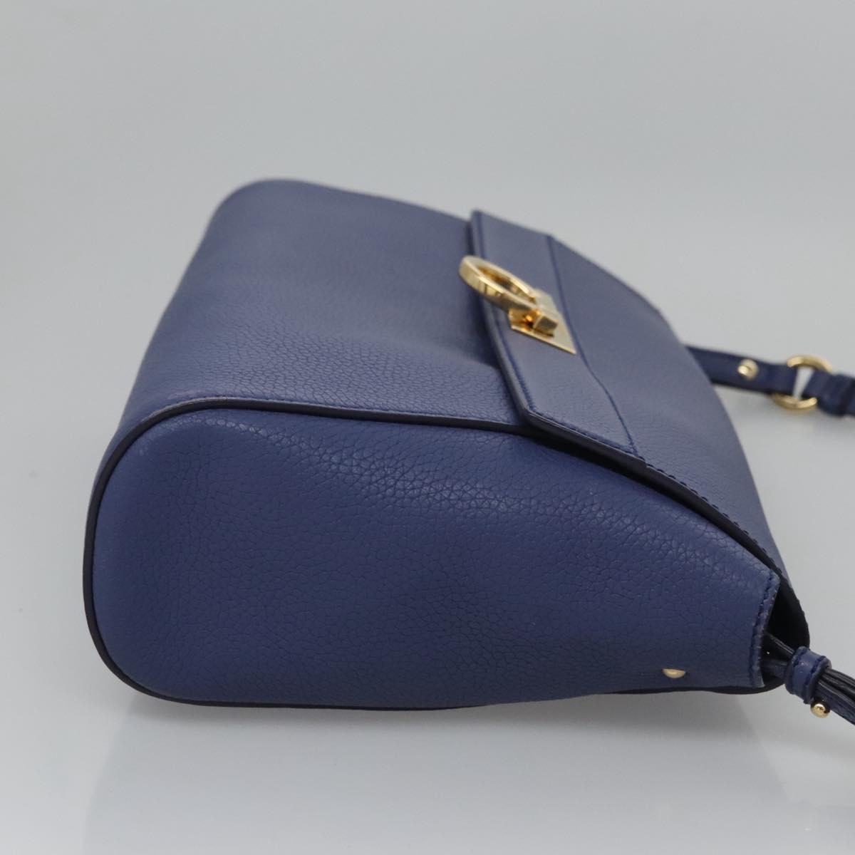 Salvatore Ferragamo Gancini Blue Leather Shoulder Bag (Pre-Owned)