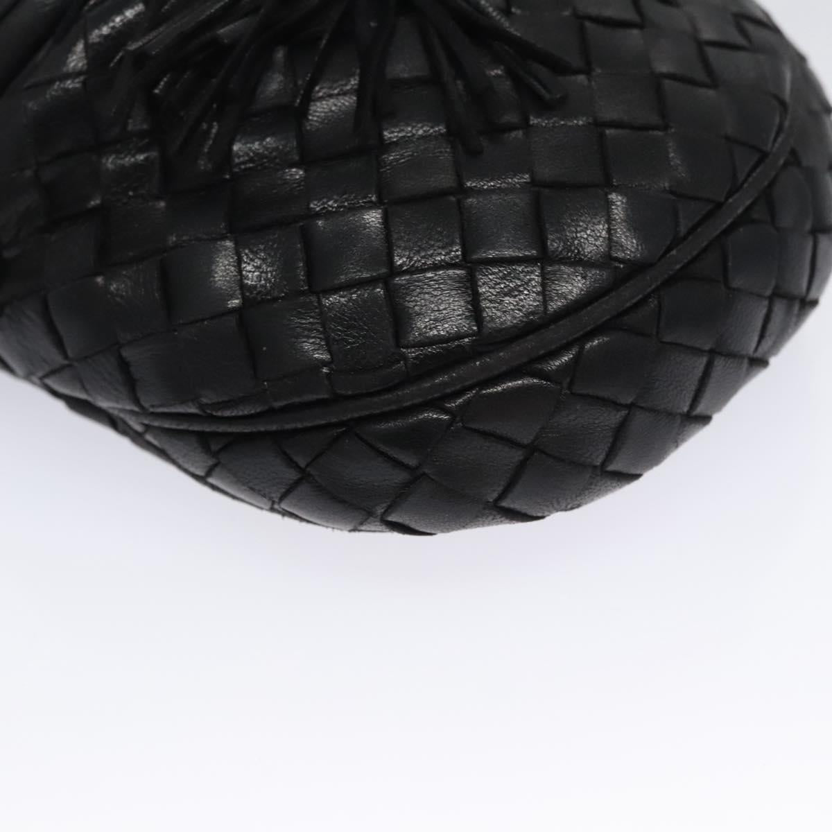 Bottega Veneta Intrecciato Black Leather Clutch Bag (Pre-Owned)