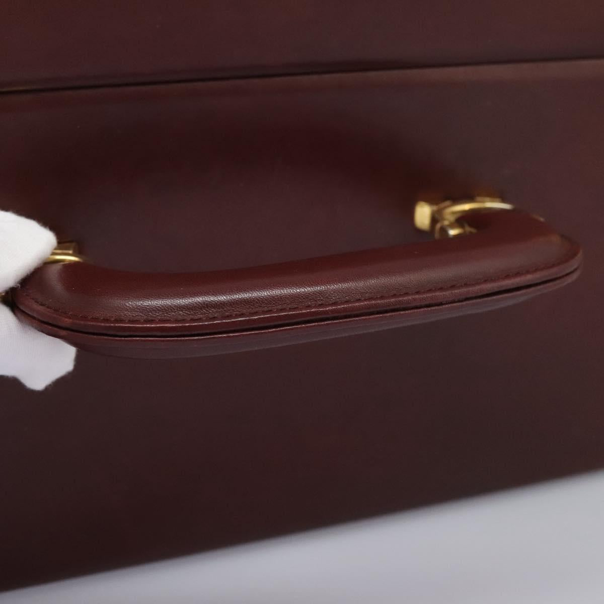 Cartier Must De Cartier Burgundy Leather Travel Bag (Pre-Owned)