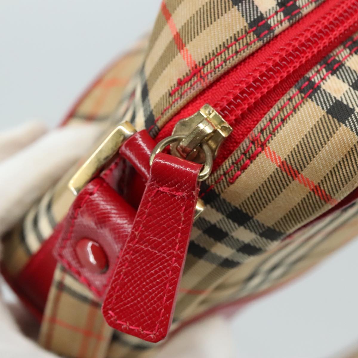 Burberry Nova Check Beige Canvas Shoulder Bag (Pre-Owned)