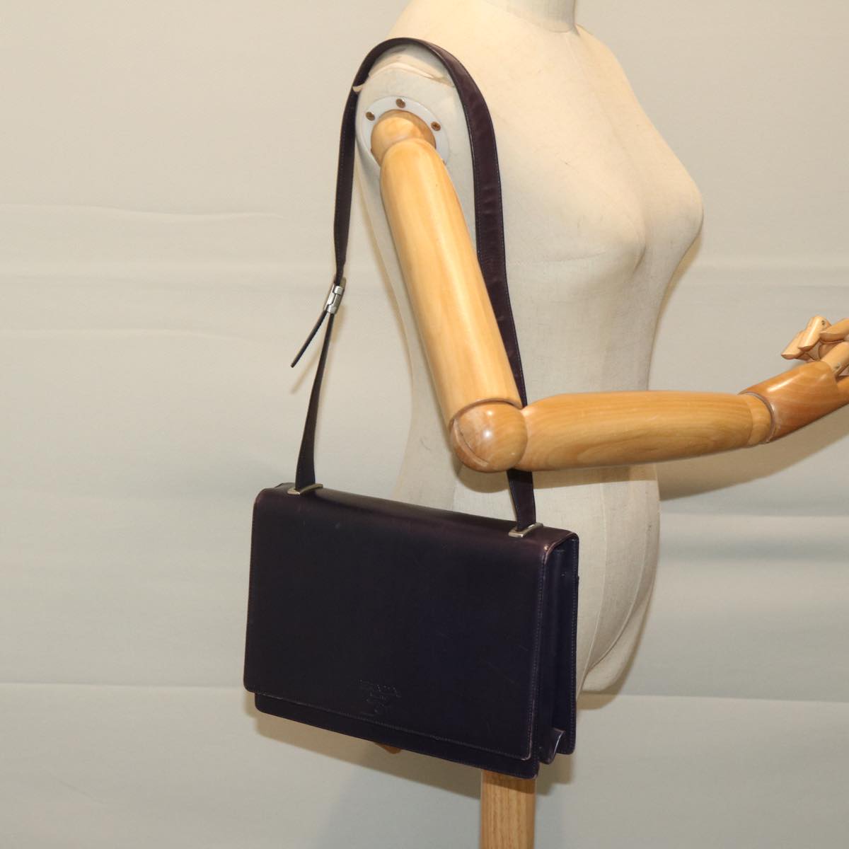 Prada Diagramme Black Leather Shoulder Bag (Pre-Owned)