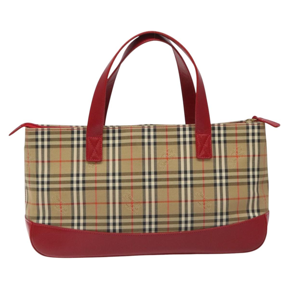 Burberry Nova Check Beige Canvas Handbag (Pre-Owned)