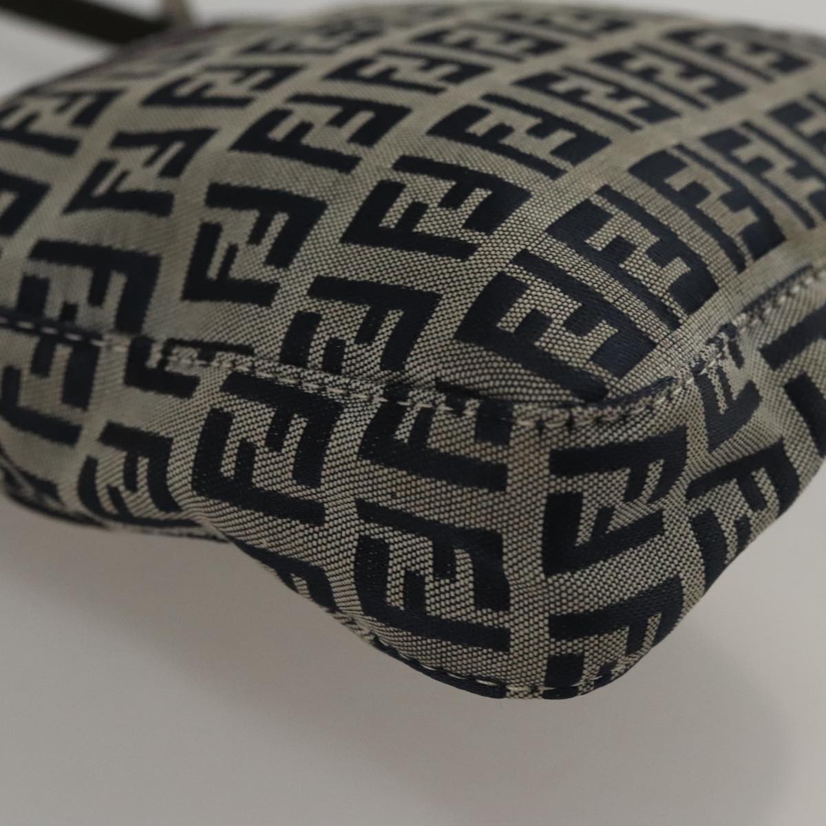 Fendi Zucchino Navy Canvas Shoulder Bag (Pre-Owned)