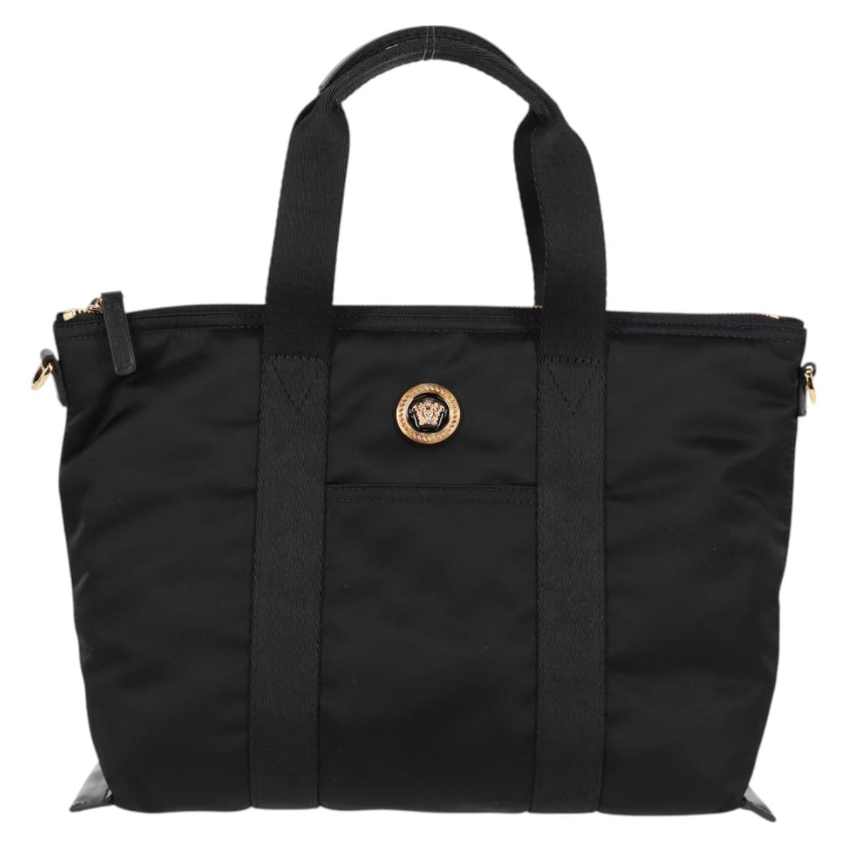Versace Medusa Black Nylon Handbag (Pre-Owned)