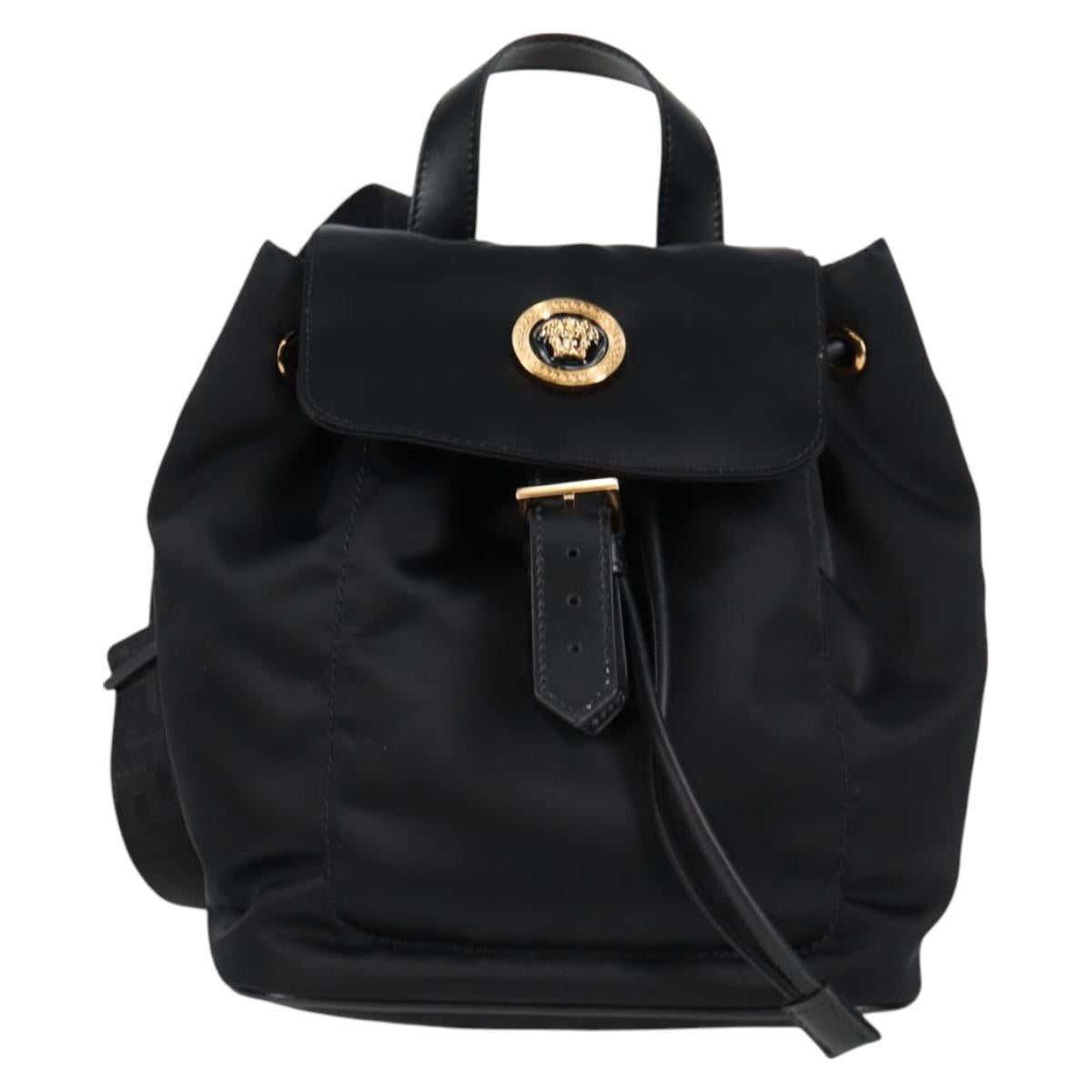 Versace Medusa Black Nylon Backpack Bag (Pre-Owned)