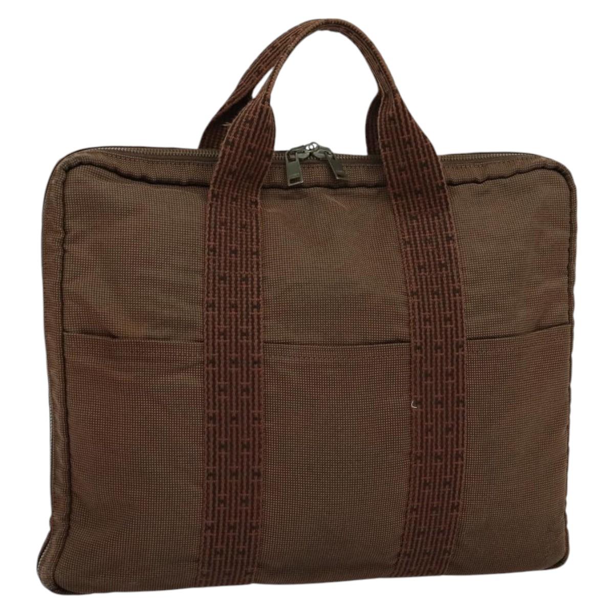 Hermès Herline Brown Canvas Handbag (Pre-Owned)