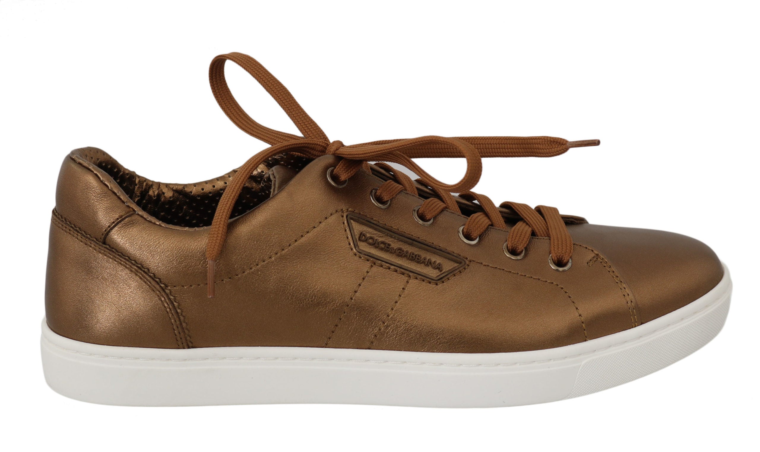 Dolce & Gabbana Gold Leather Mens Casual Men's Sneakers