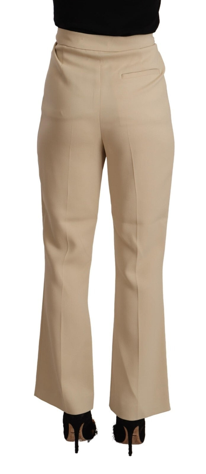 Alberta Ferretti Beige Viscose High Waist Flared Dress Trouser Women's Pants (Pre-Owned)