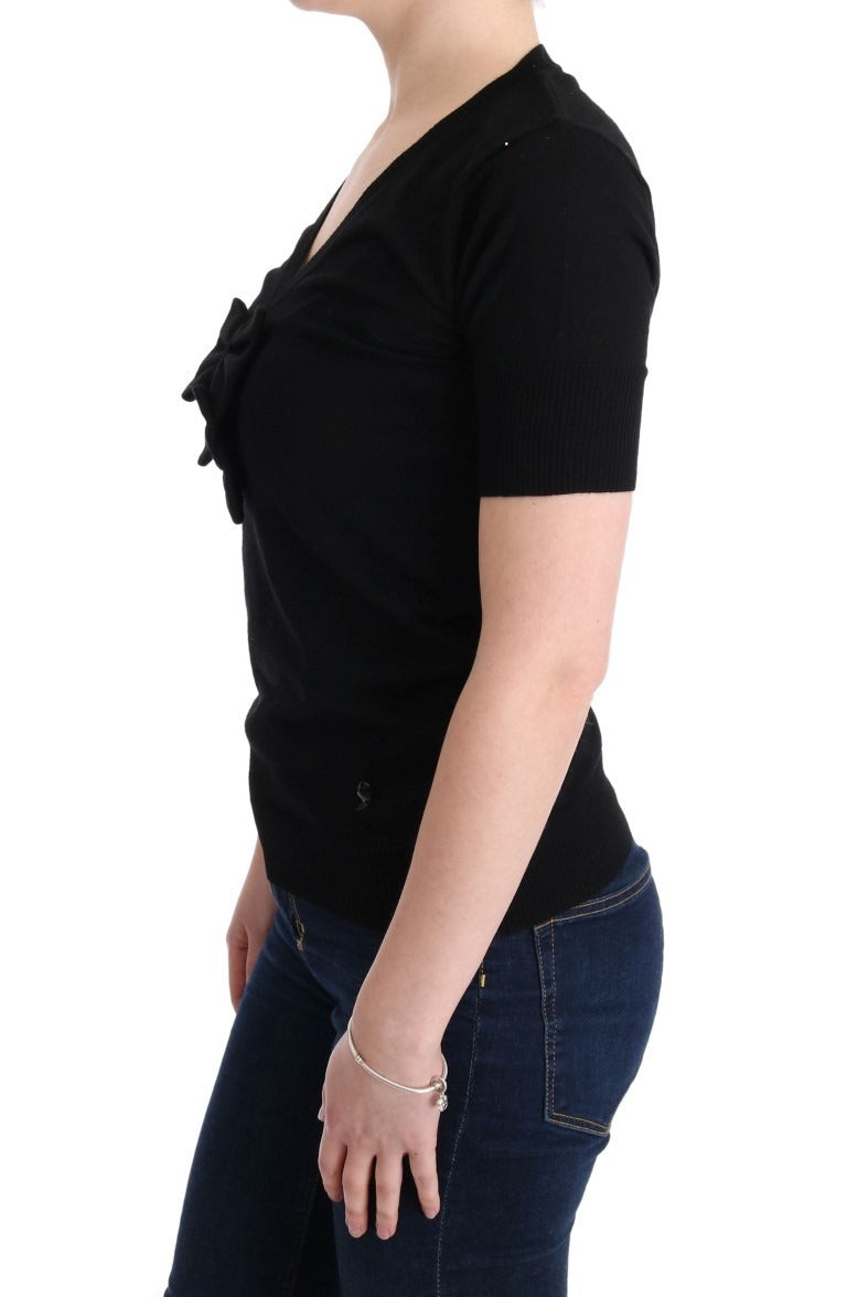 MARGHI LO' Black 100% Lana Wool Blouse Women T-shirt Women's Top
