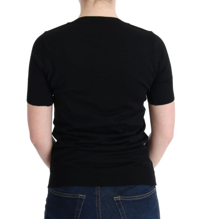 MARGHI LO' Black 100% Lana Wool Blouse Women T-shirt Women's Top