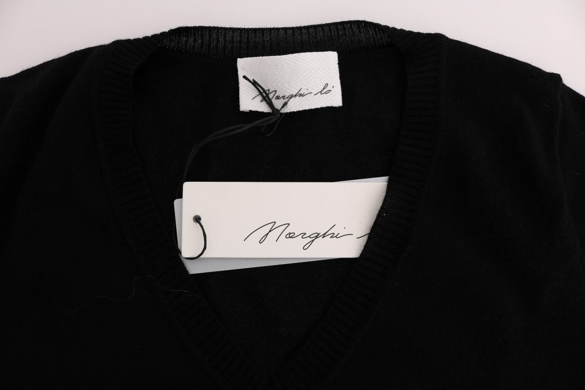 MARGHI LO' Black 100% Lana Wool Blouse Women T-shirt Women's Top