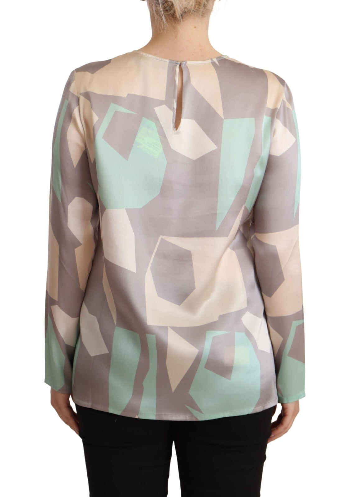 Fabiana Filippi Multicolor Silk Long Sleeves Round Neck Top Women's Blouse (Pre-Owned)