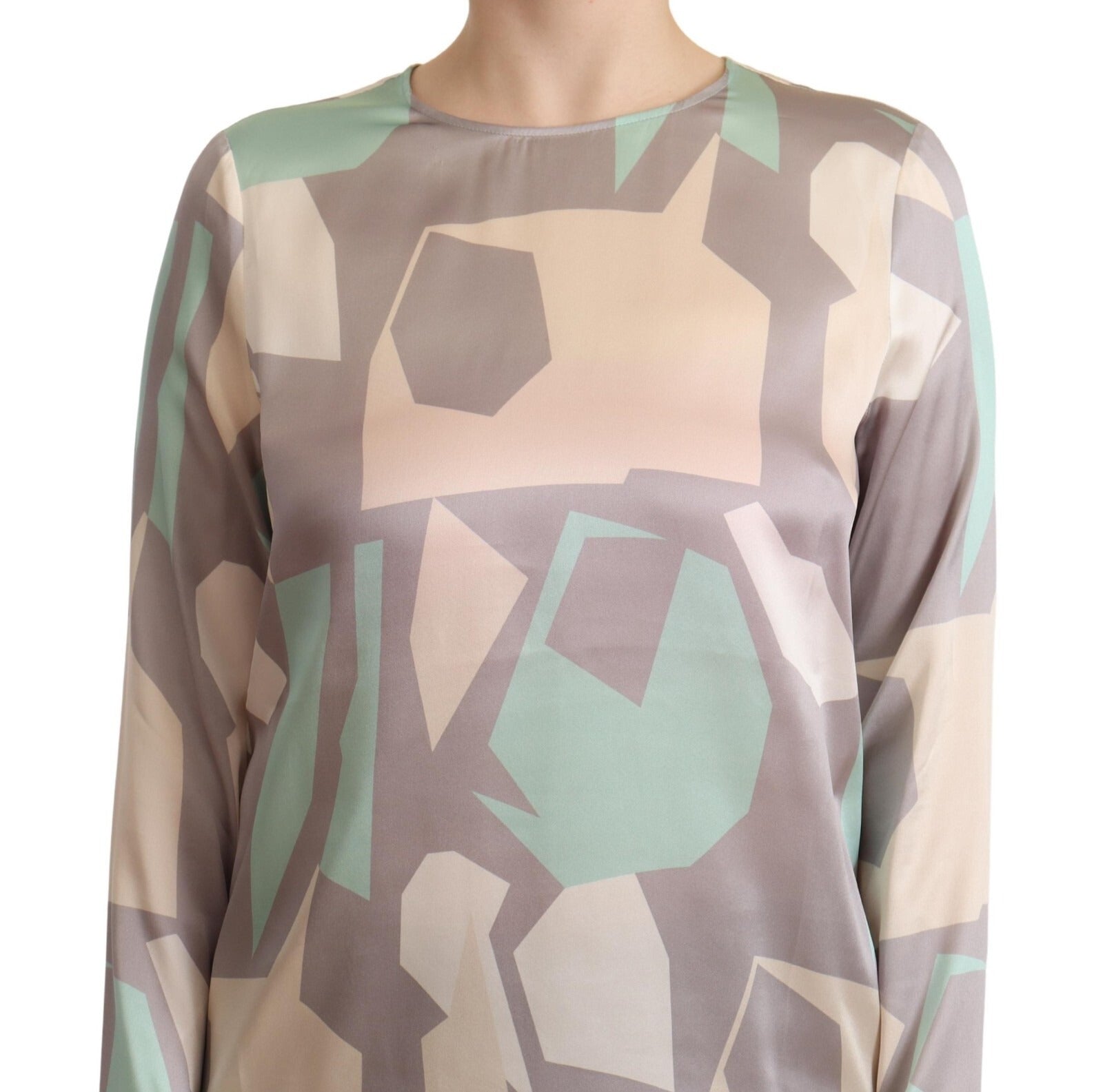 Fabiana Filippi Multicolor Silk Long Sleeves Round Neck Top Women's Blouse (Pre-Owned)
