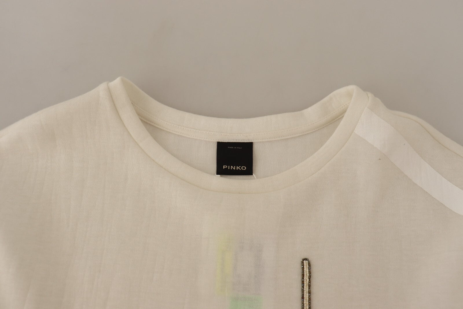 PINKO Beige Logo Long Sleeve Cropped Pullover Women's Sweater (Pre-Owned)