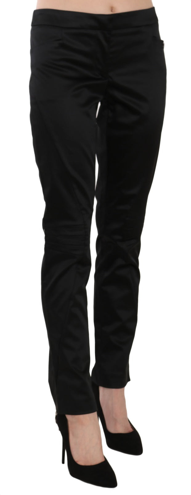 Exte Black Mid Waist Skinny Dress Formal Trousers Women's Pants