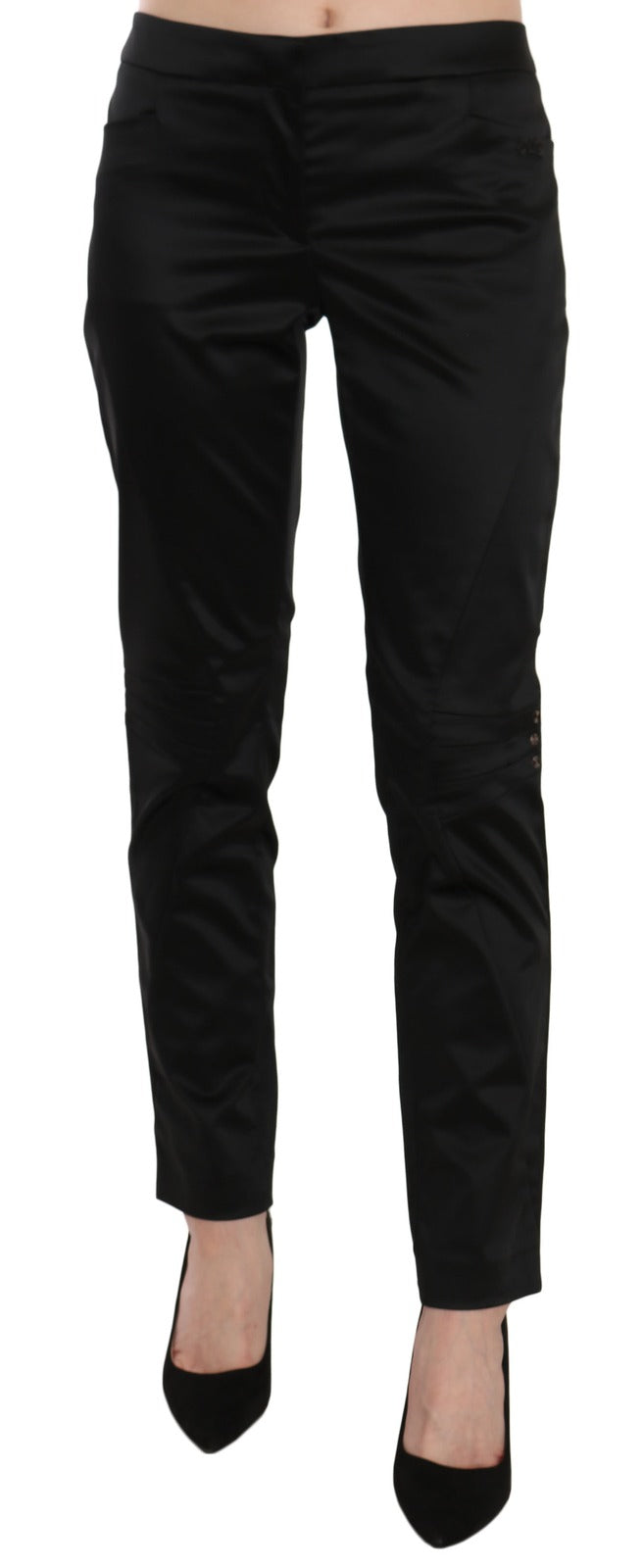 Exte Black Mid Waist Skinny Dress Formal Trousers Women's Pants