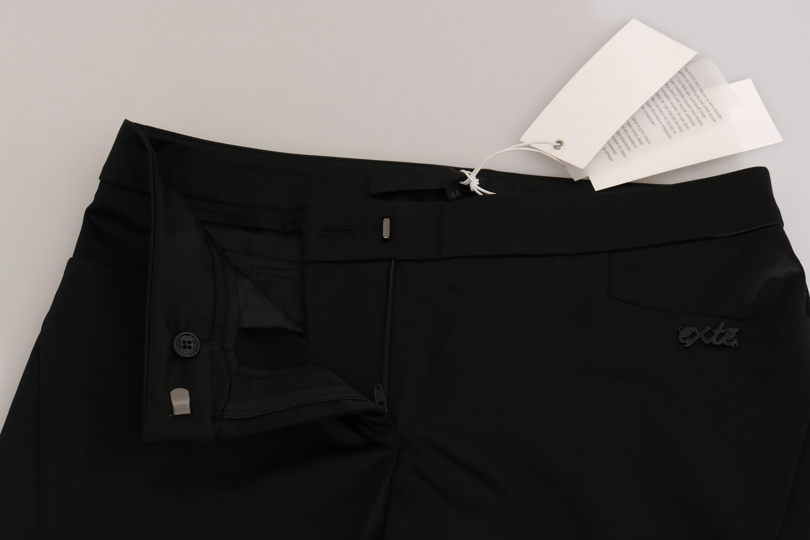 Exte Black Mid Waist Skinny Dress Formal Trousers Women's Pants