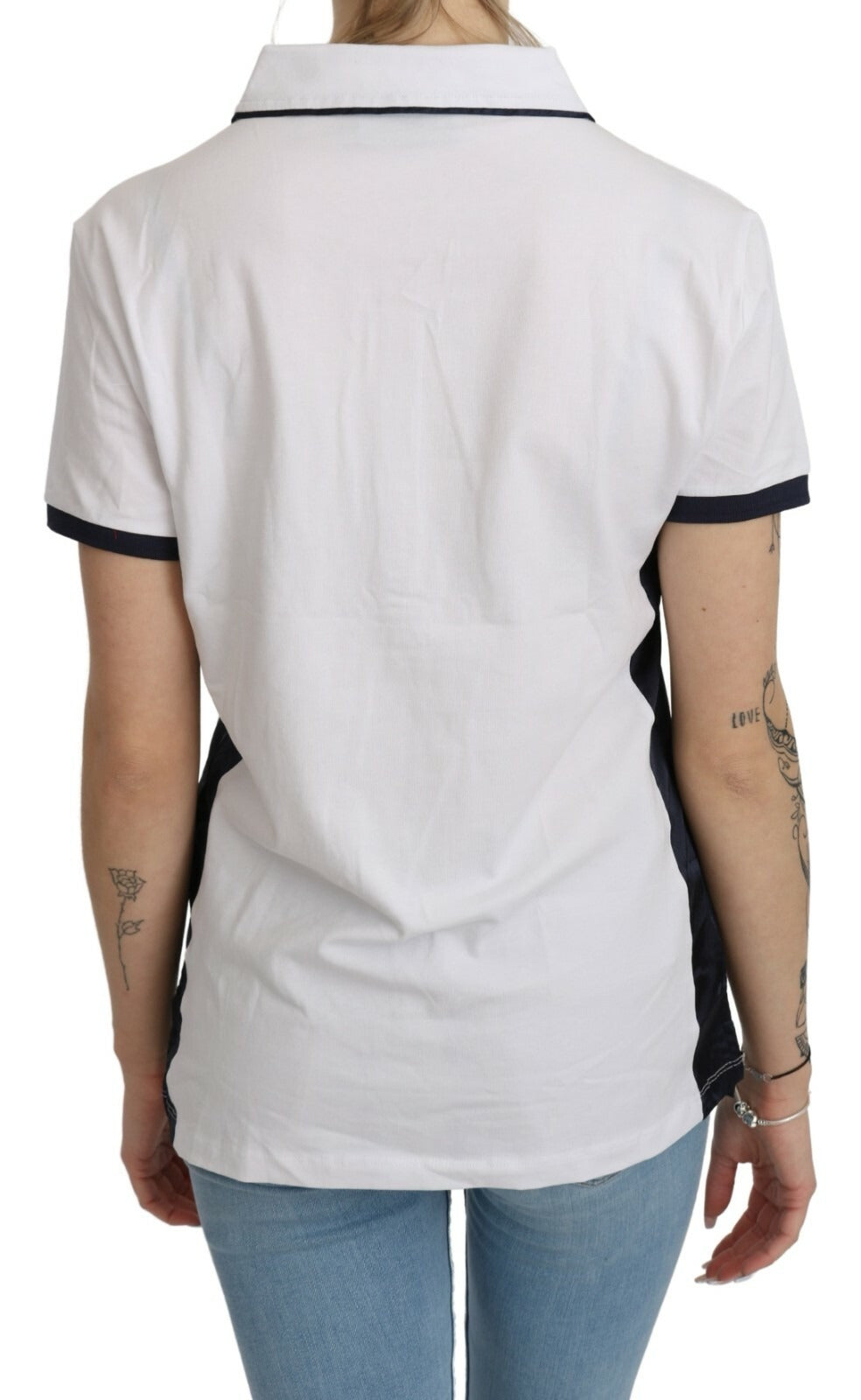 Beverly Hills Cotton White Collared Short Sleeve Women's Top