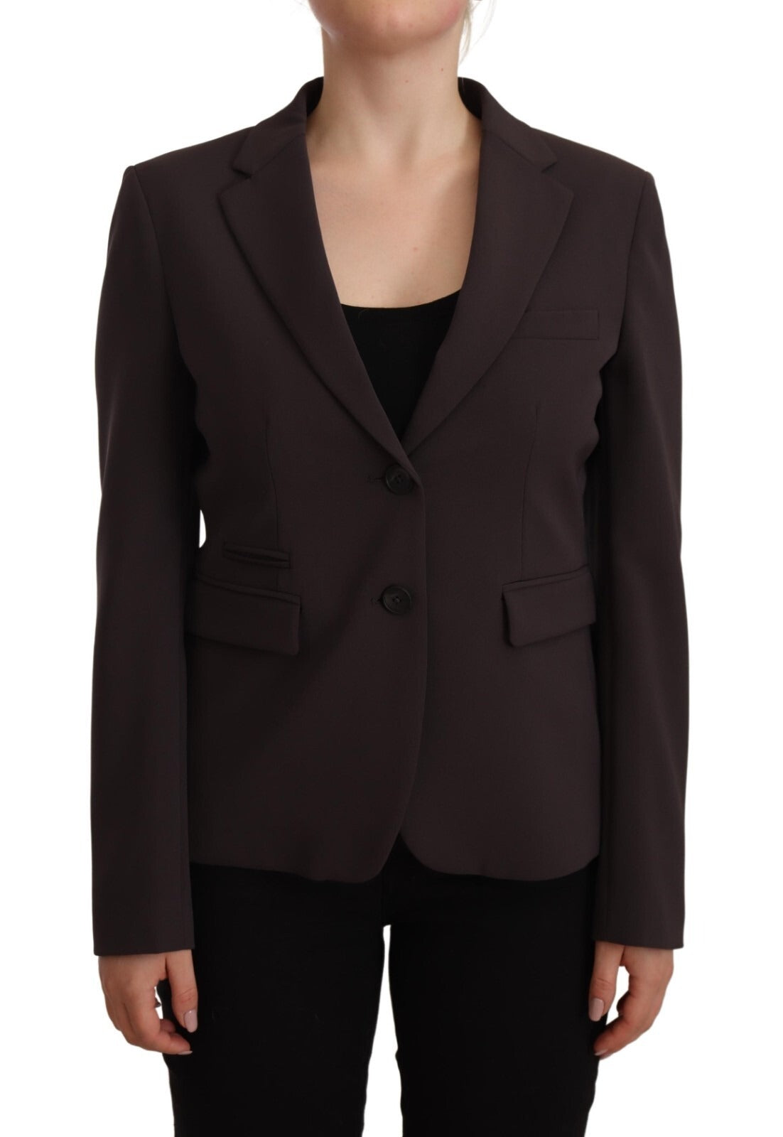 F.IT Brown Long Sleeve Single Breasted Women Jacket Women's Blazer