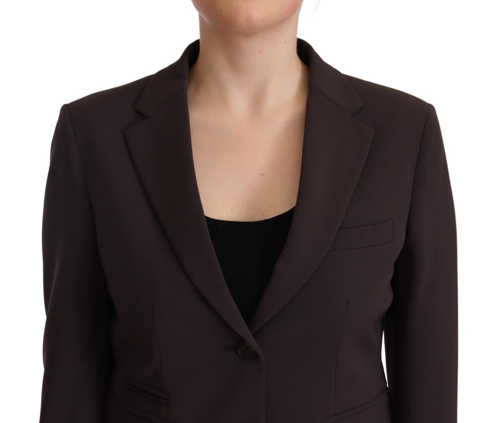 F.IT Brown Long Sleeve Single Breasted Women Jacket Women's Blazer