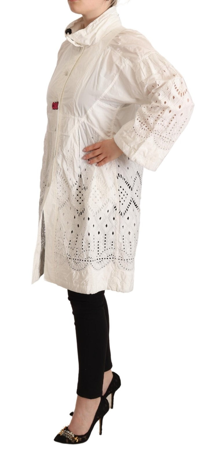 Ermanno Scervino Button Down White Long Sleeve Polyester Women's Jacket (Pre-Owned)