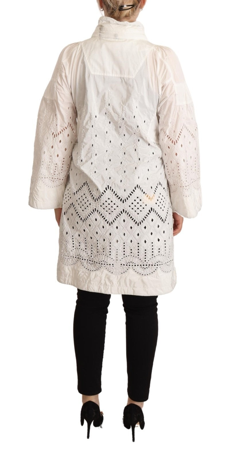 Ermanno Scervino Button Down White Long Sleeve Polyester Women's Jacket (Pre-Owned)