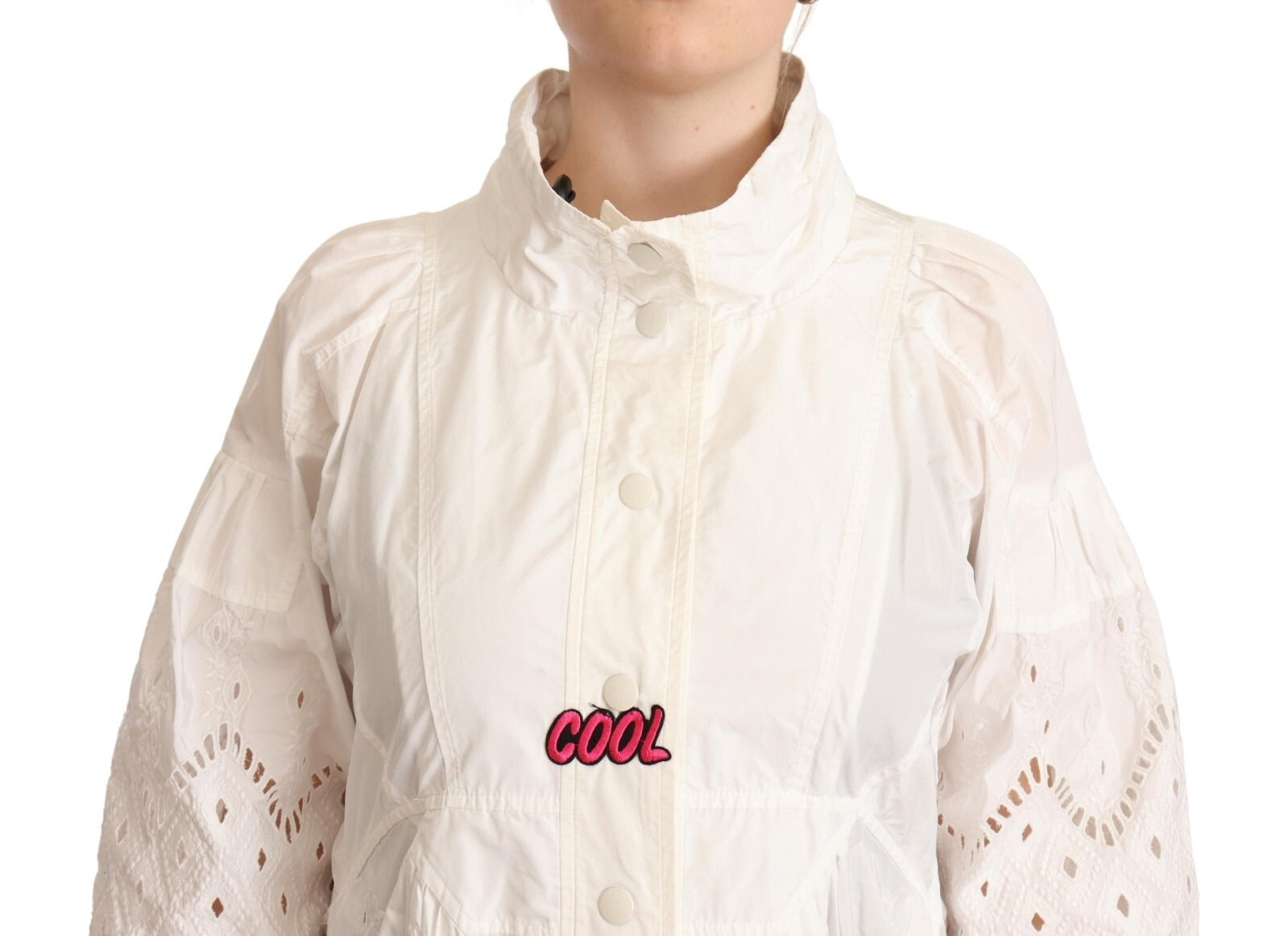 Ermanno Scervino Button Down White Long Sleeve Polyester Women's Jacket (Pre-Owned)