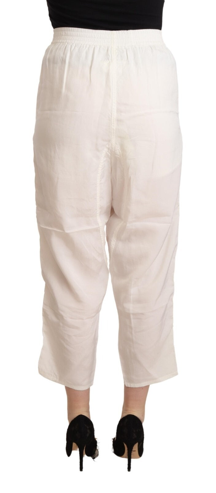 Maison Margiela White High Waist Cropped Women Trouser Women's Pants