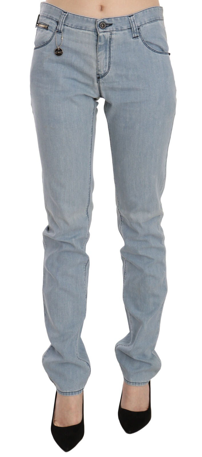 Costume National Light Blue Mid Waist Skinny Denim Women's Jeans