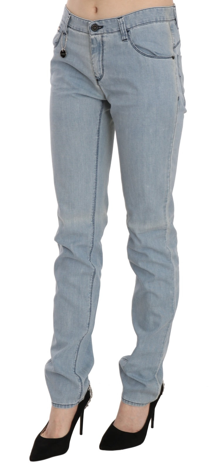 Costume National Light Blue Mid Waist Skinny Denim Women's Jeans