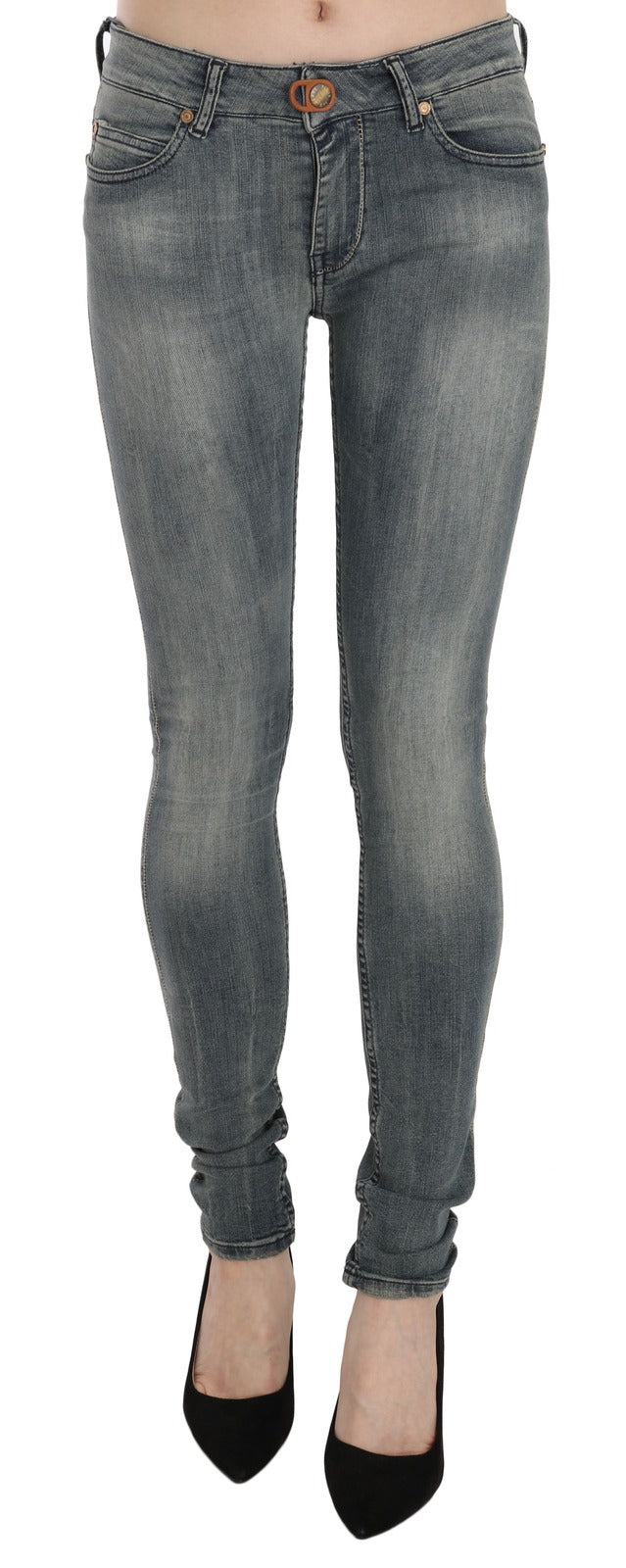 PLEIN SUD Blue Washed Low Waist Slim Fit Skinny Denim Casual Women's Jeans