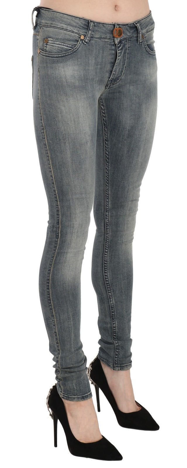 PLEIN SUD Blue Washed Low Waist Slim Fit Skinny Denim Casual Women's Jeans