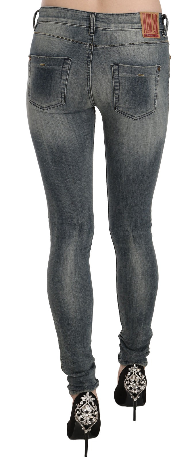 PLEIN SUD Blue Washed Low Waist Slim Fit Skinny Denim Casual Women's Jeans