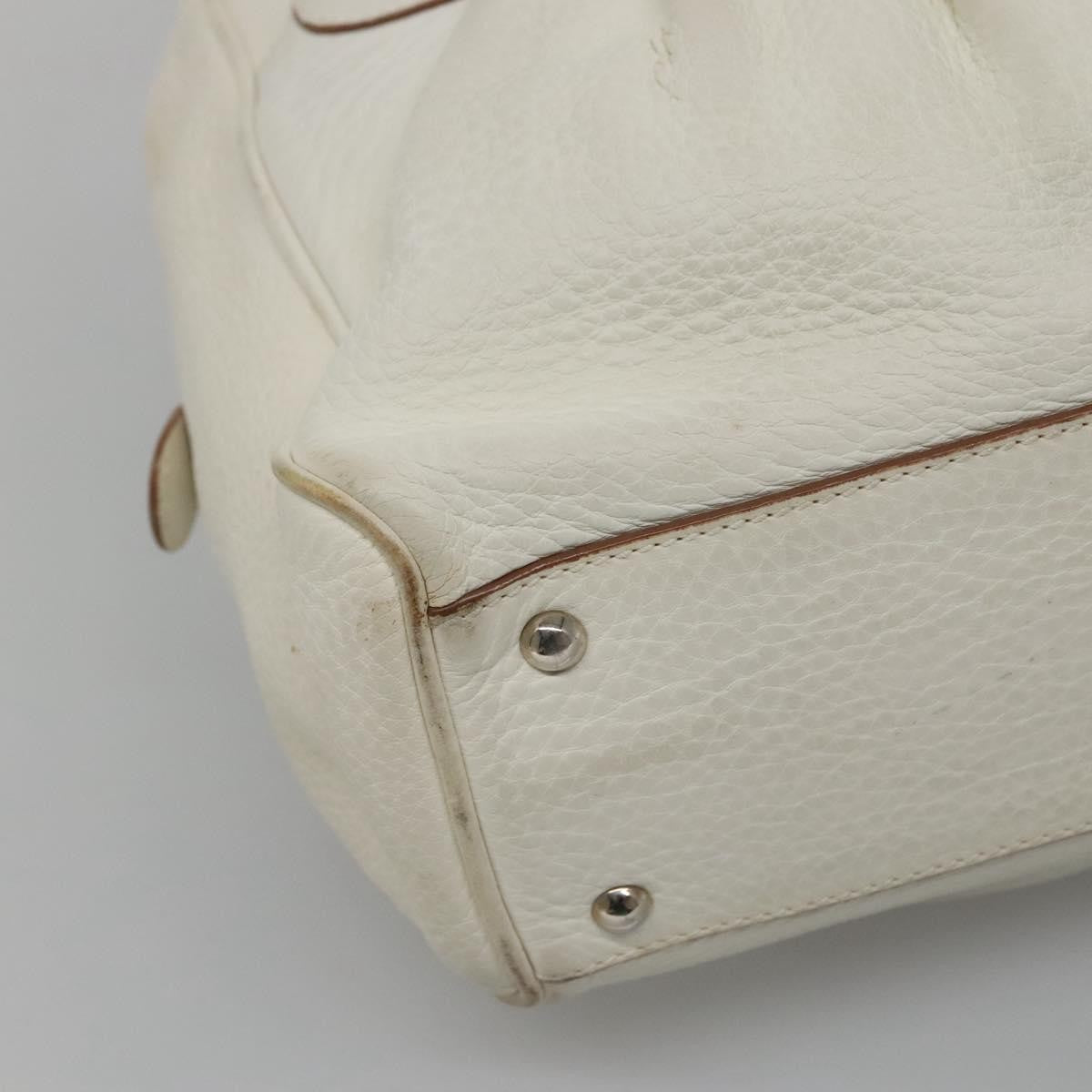 Salvatore Ferragamo Gancini Buckle Leather White Leather Shoulder Bag Bag (Pre-Owned)