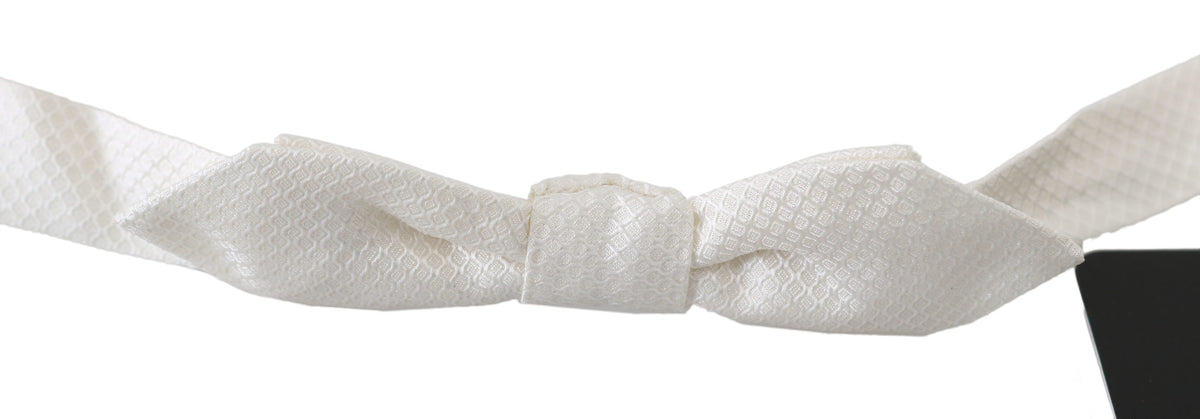 Dolce & Gabbana White 100% Silk Slim Adjustable Neck Papillon Men Men's Tie