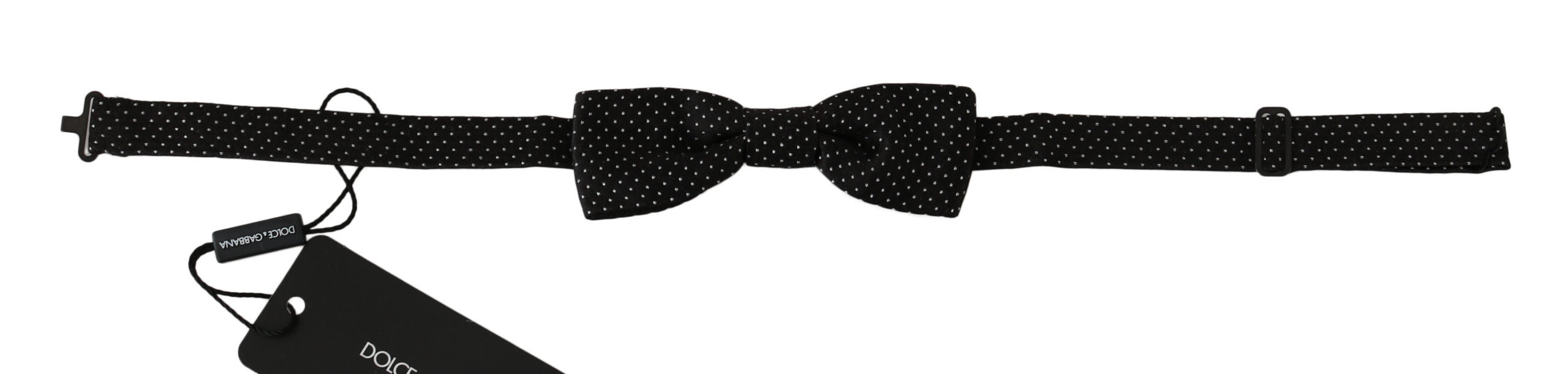 Dolce & Gabbana Elegant Black Polka Dot Silk Bow Men's Tie