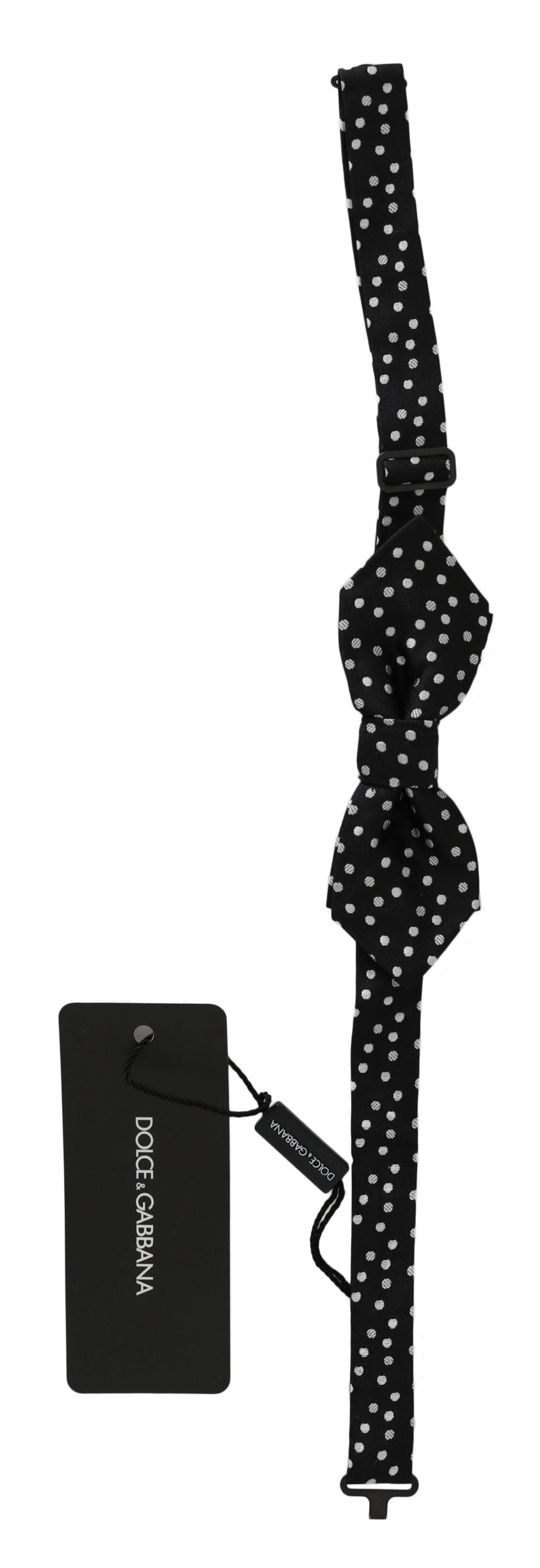 Dolce & Gabbana Elegant Black Polka Dot Silk Bow Men's Tie