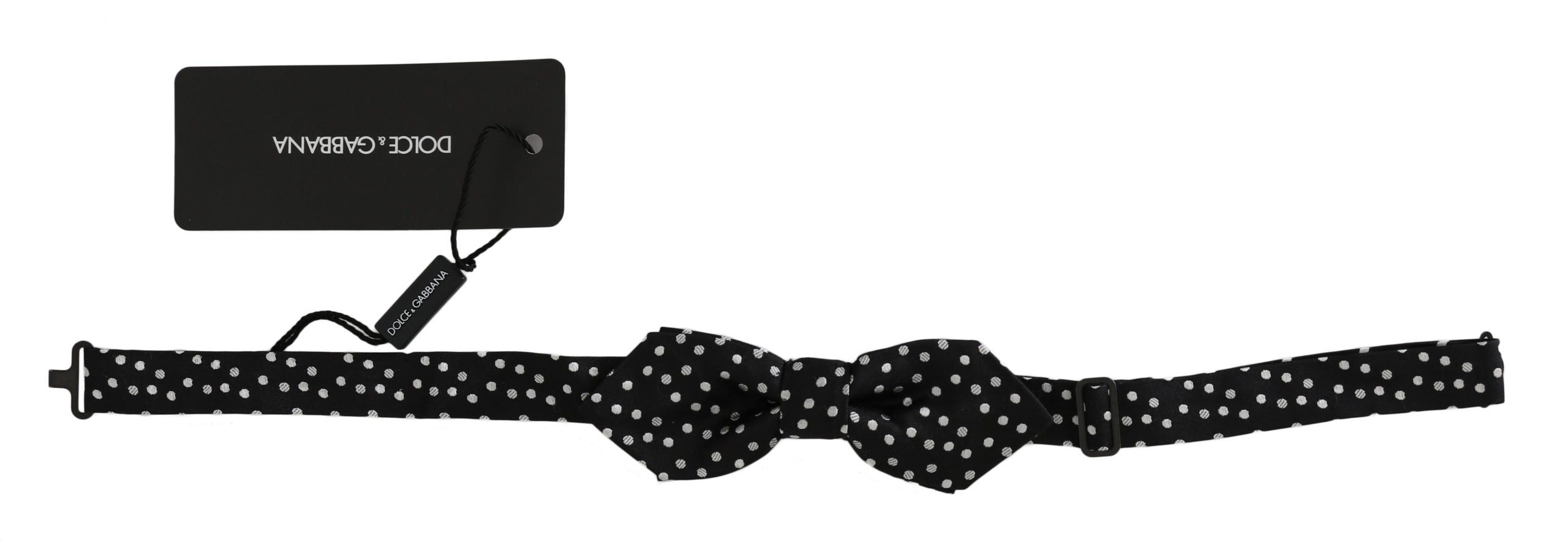 Dolce & Gabbana Elegant Black Polka Dot Silk Bow Men's Tie