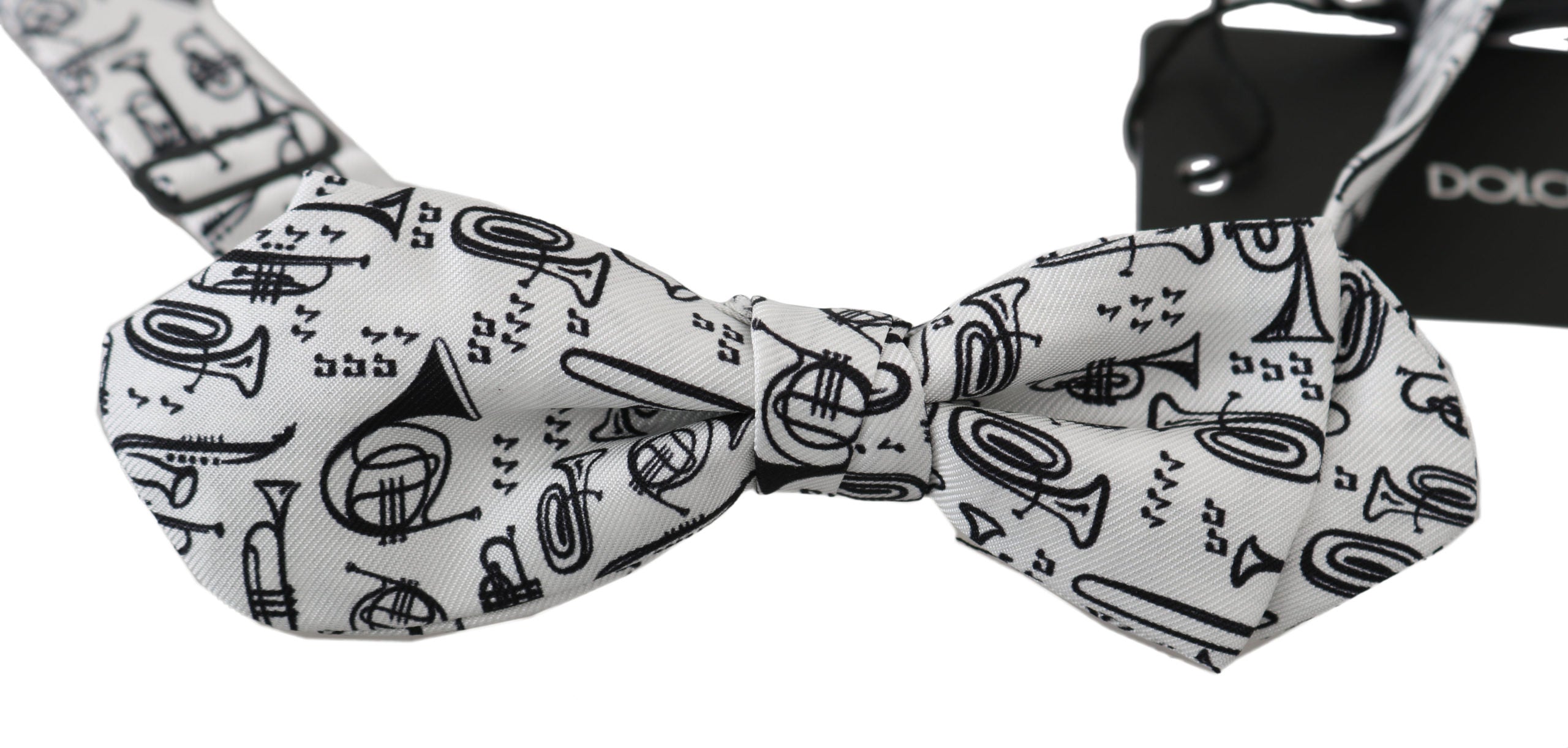 Dolce & Gabbana White Instruments Adjustable Neck Papillon Men Bow Men's Tie