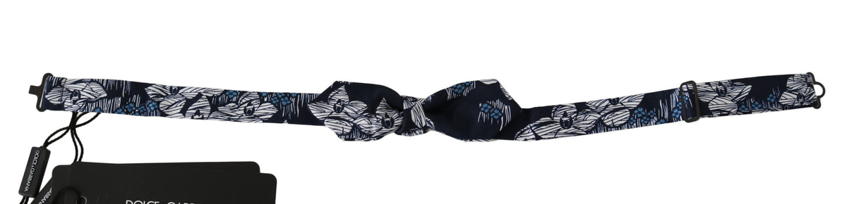 Dolce & Gabbana Navy Blue Floral Slim Adjustable Neck Papillon Men Bow Men's Tie