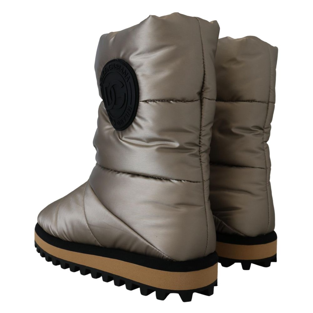 Dolce & Gabbana Silver Polyester Flat Men's Boots